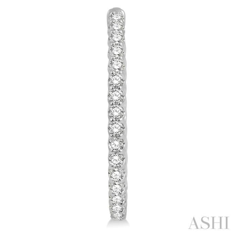 3 ctw Inside-Out Round Cut Diamond Oval Shape Hoop Earrings in 14K White Gold