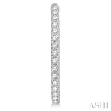 3 ctw Inside-Out Round Cut Diamond Oval Shape Hoop Earrings in 14K White Gold