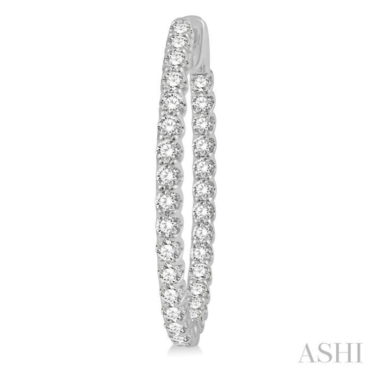 3 ctw Inside-Out Round Cut Diamond Oval Shape Hoop Earrings in 14K White Gold