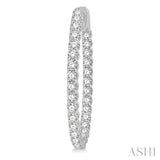 3 ctw Inside-Out Round Cut Diamond Oval Shape Hoop Earrings in 14K White Gold