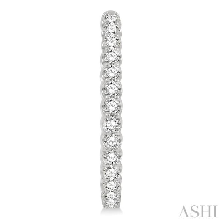4 ctw Inside-Out Round Cut Diamond Oval Shape Hoop Earrings in 14K White Gold