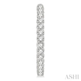 4 ctw Inside-Out Round Cut Diamond Oval Shape Hoop Earrings in 14K White Gold