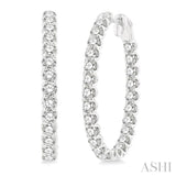 5 ctw Inside-Out Round Cut Diamond Oval Shape Hoop Earrings in 14K White Gold