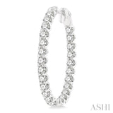 5 ctw Inside-Out Round Cut Diamond Oval Shape Hoop Earrings in 14K White Gold