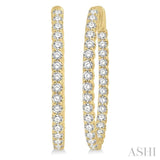 3 ctw Inside-Out Round Cut Diamond Oval Shape Hoop Earrings in 14K Yellow Gold