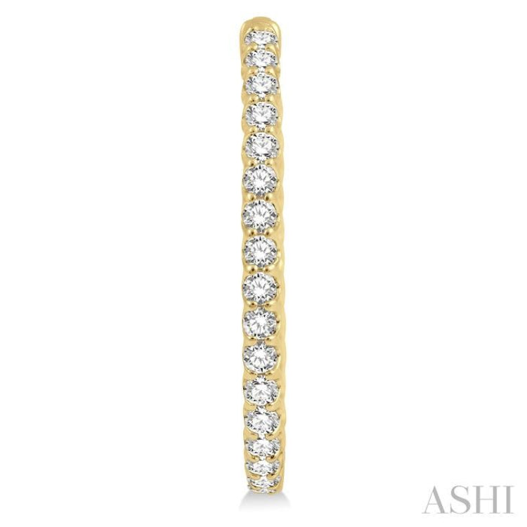 3 ctw Inside-Out Round Cut Diamond Oval Shape Hoop Earrings in 14K Yellow Gold