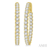 4 ctw Inside-Out Round Cut Diamond Oval Shape Hoop Earrings in 14K Yellow Gold