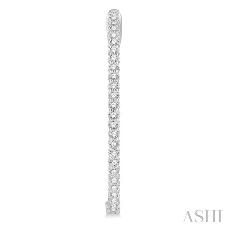 1 ctw Inside-Out Round Cut Diamond Oval Shape Hoop Earrings in 14K White Gold