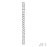 1 ctw Inside-Out Round Cut Diamond Oval Shape Hoop Earrings in 14K White Gold
