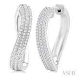 1/2 ctw Curvy Triple Row Round Cut Diamond Fashion Earring in 10K White Gold