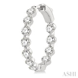 3 ctw Inside-Out Single Prong Set Round Cut Diamond Hoop Earrings in 14K White Gold
