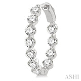 4 ctw Inside-Out Single Prong Set Round Cut Diamond Hoop Earrings in 14K White Gold