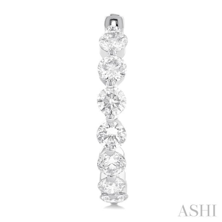 5 ctw Inside-Out Single Prong Set Round Cut Diamond Hoop Earrings in 14K White Gold