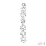 5 ctw Inside-Out Single Prong Set Round Cut Diamond Hoop Earrings in 14K White Gold