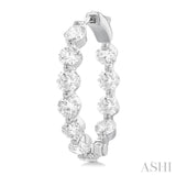 5 ctw Inside-Out Single Prong Set Round Cut Diamond Hoop Earrings in 14K White Gold