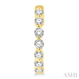 2 ctw Inside-Out Single Prong Set Round Cut Diamond Hoop Earrings in 14K Yellow Gold