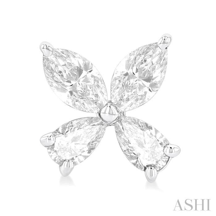 1/2 ctw Floral Pear and Marquise Cut Diamond Stud Earrings in 14K White Gold
