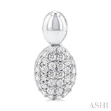 1/3 ctw Oval Shape Mount Pave Set Round Cut Diamond Fashion Earring in 10K White Gold