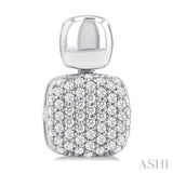 1/3 ctw Cushion Shape Mount Pave Set Round Cut Diamond Fashion Earring in 10K White Gold