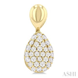 1/3 Ctw Pear Shape Mount Pave Set Single Cut Diamond Fashion Earrings in 10K Yellow Gold
