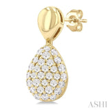 1/3 Ctw Pear Shape Mount Pave Set Round Cut Diamond Fashion Earrings in 10K Yellow Gold