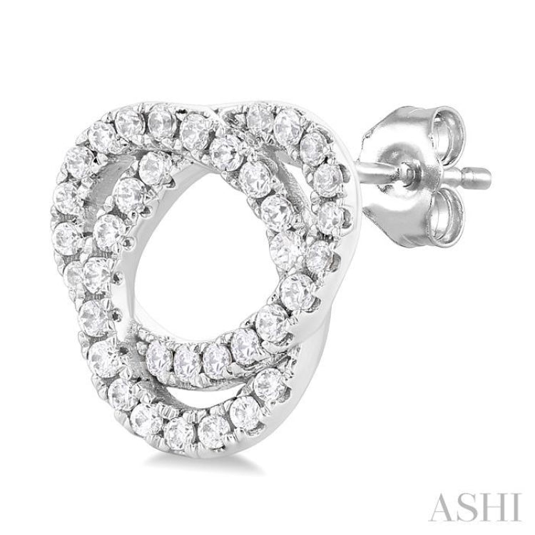 1/3 ctw Trinity Knot Round Cut Diamond Fashion Stud Earrings in 10K White Gold