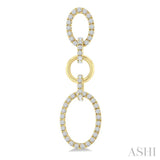 3/4 Ctw Open Window Oval Shape Link Round Cut Diamond Fashion Earrings in 14K Yellow Gold