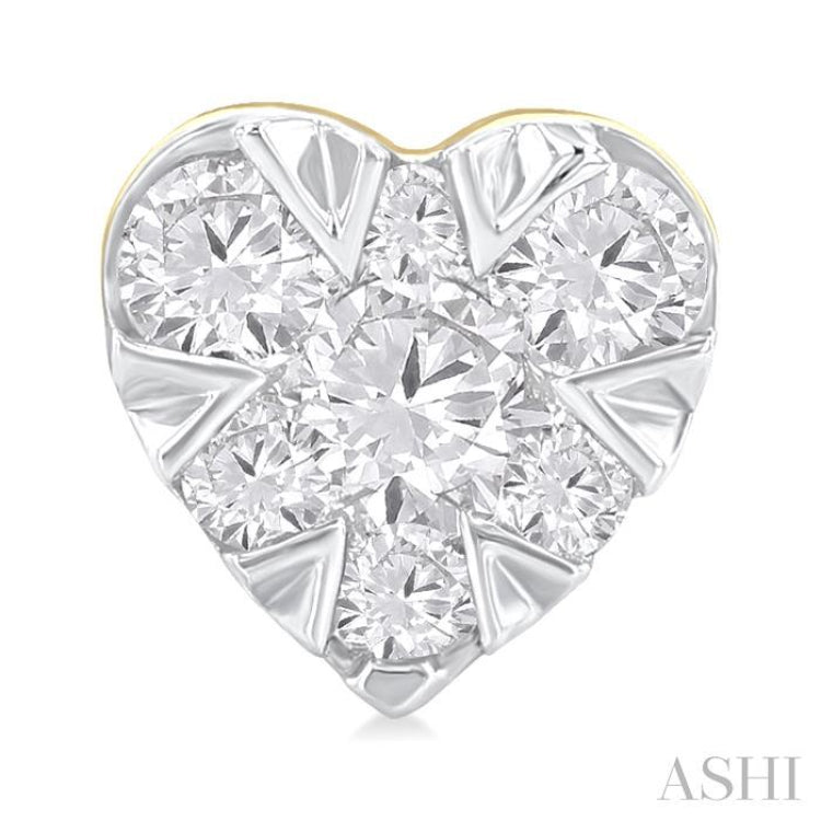 1/6 ctw Lovebright Petite Heart Shape Round Cut Diamond Fashion Stud Earring in 10K Yellow Gold