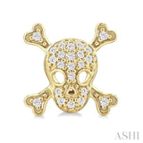 1/6 Ctw Petite Skull Round Cut Diamond Fashion Earrings in 10K Yellow Gold