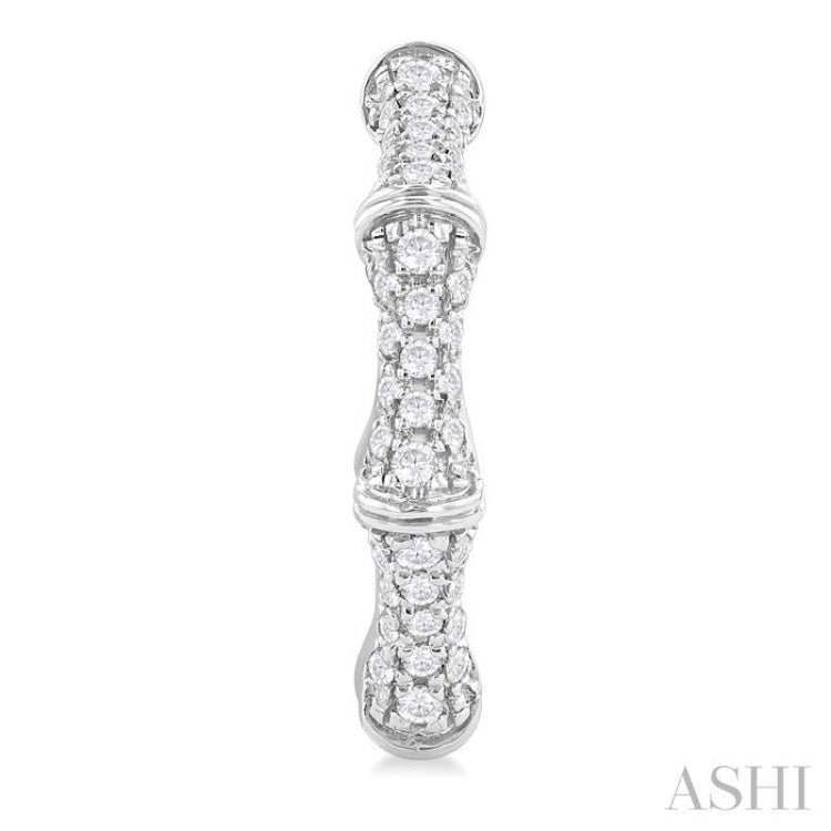 1/3 ctw Petite Bamboo-Inspired Round Cut Diamond Fashion Huggies in 14K White Gold