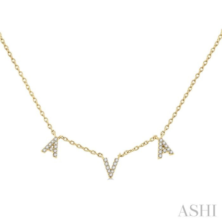 1/10 Ctw 'AVA'  Space Name Diamond Necklace in 10K Yellow Gold
