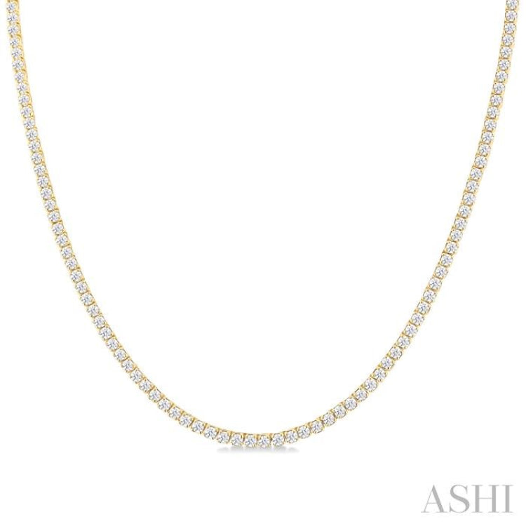 5 ctw Round Cut Diamond Eternity Illusion Tennis Necklace in 14K Yellow Gold
