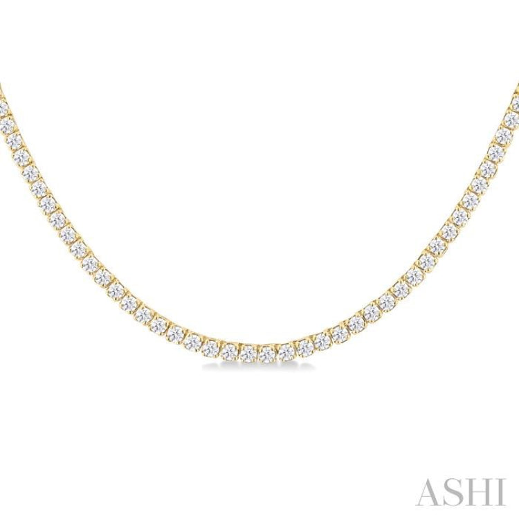 5 ctw Round Cut Diamond Eternity Illusion Tennis Necklace in 14K Yellow Gold