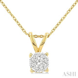 1/3 Ctw Lovebright Chevron Bail Round Cut Diamond Solitaire Pendant With Chain in 14K Yellow and White Gold
