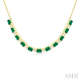 4X3 MM Octagon Shape Emerald and 1/2 Ctw Round Cut Diamond Precious Tennis Necklace in 14K Yellow Gold