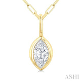 1/5 Ctw Marquise Cut Bezel Set Diamond Fashion Pendant With Paperclip Chain in 10K Yellow Gold