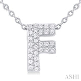 1/10 ctw Bubble Accent Initial 'F' Round Cut Diamond Fashion Pendant With Chain in 10K White Gold