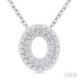 1/10 ctw Bubble Accent Initial 'O' Round Cut Diamond Fashion Pendant With Chain in 10K White Gold