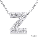 1/8 ctw Bubble Accent Initial 'Z' Round Cut Diamond Fashion Pendant With Chain in 10K White Gold