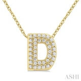 1/8 ctw Bubble Accent Initial 'D' Round Cut Diamond Fashion Pendant With Chain in 10K Yellow Gold