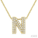 1/6 ctw Bubble Accent Initial 'B' Round Cut Diamond Fashion Pendant With Chain in 10K Yellow Gold