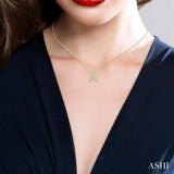 1/6 ctw Bubble Accent Initial 'B' Round Cut Diamond Fashion Pendant With Chain in 10K Yellow Gold