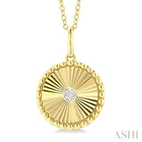 1/20 ctw Fluted Medallion Round Cut Diamond Fashion Pendant With Chain in 14K Yellow Gold
