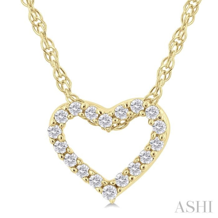 1/20 ctw Heart Shape Round Cut Diamond Pendant With Chain in 14K  Yellow Gold