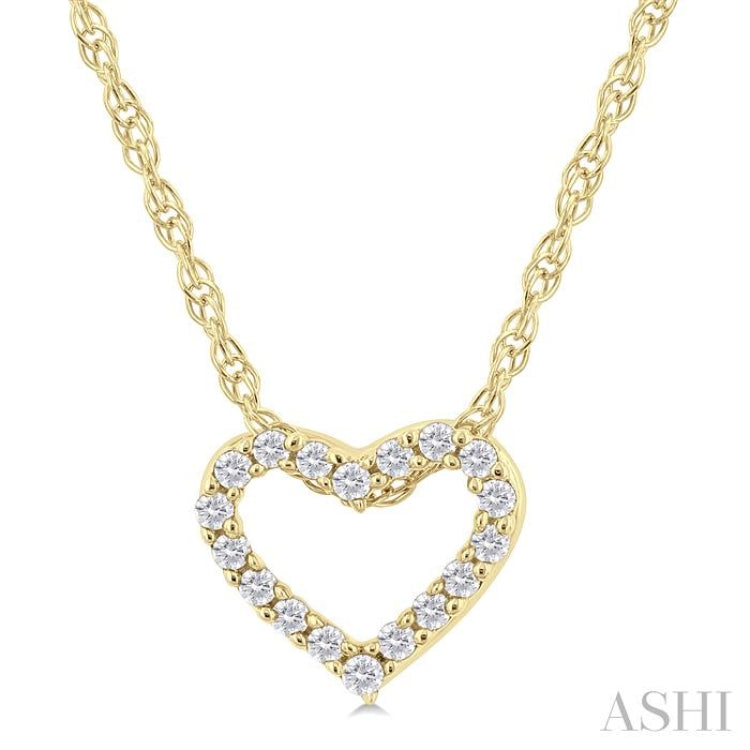 1/20 ctw Heart Shape Round Cut Diamond Pendant With Chain in 10K  Yellow Gold