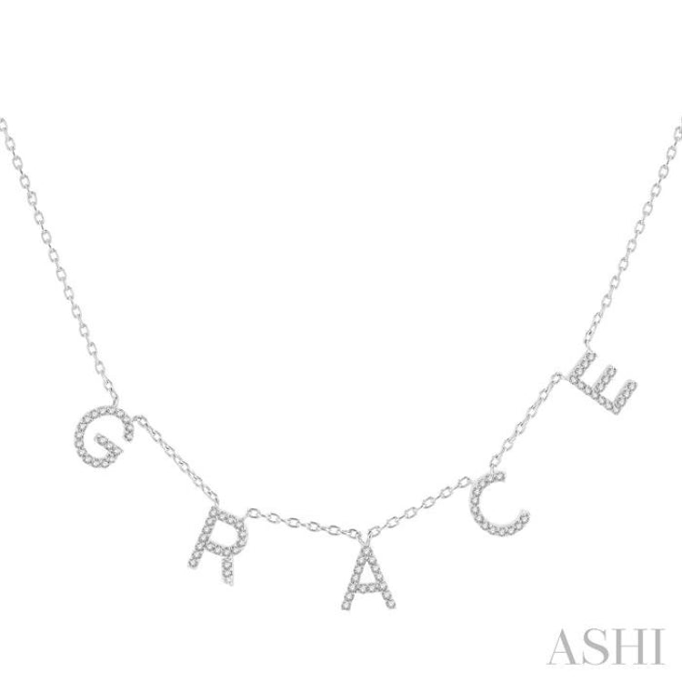 1/5 Ctw 'GRACE'  Space Name Diamond Necklace in 10K White Gold