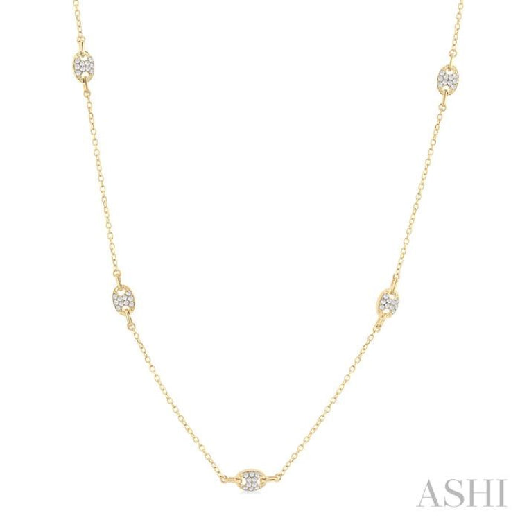 1/3 ctw Mariner Link Round Cut Diamond Station Necklace in 14K Yellow Gold