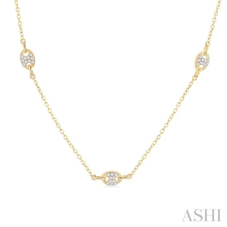 1/3 ctw Mariner Link Round Cut Diamond Station Necklace in 14K Yellow Gold