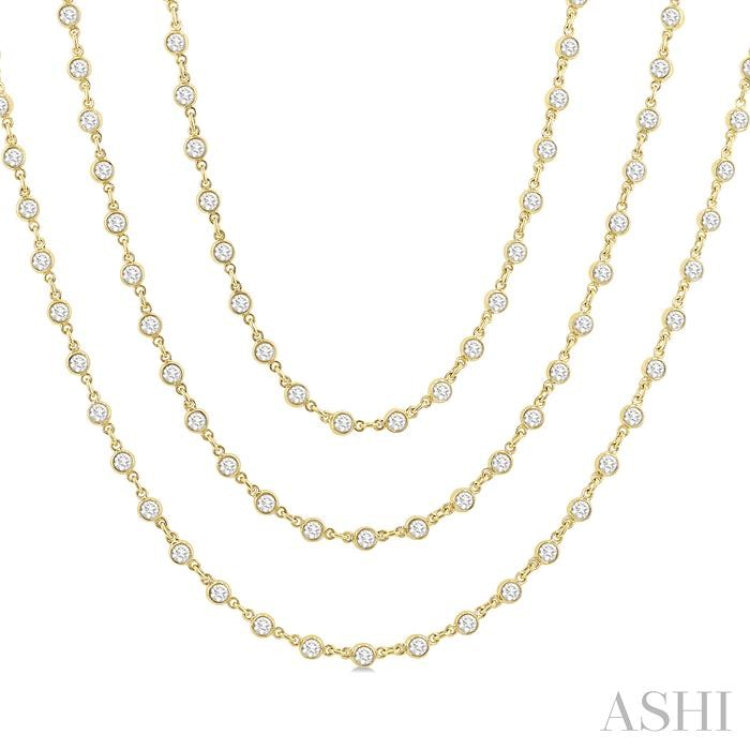 10.00 ctw Bezel Set Round Cut Diamond Layered 60-Inch Necklace in 14K Yellow Gold