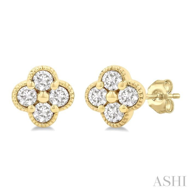 .20CTRDDM CLOVER EARRINGS YG 14K-G*